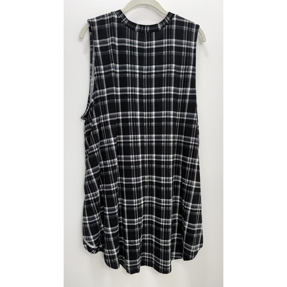 Lane Bryant Black White Plaid Swing Tunic Sleeveless Top 14/16 NWT - Picture 6 of 12
